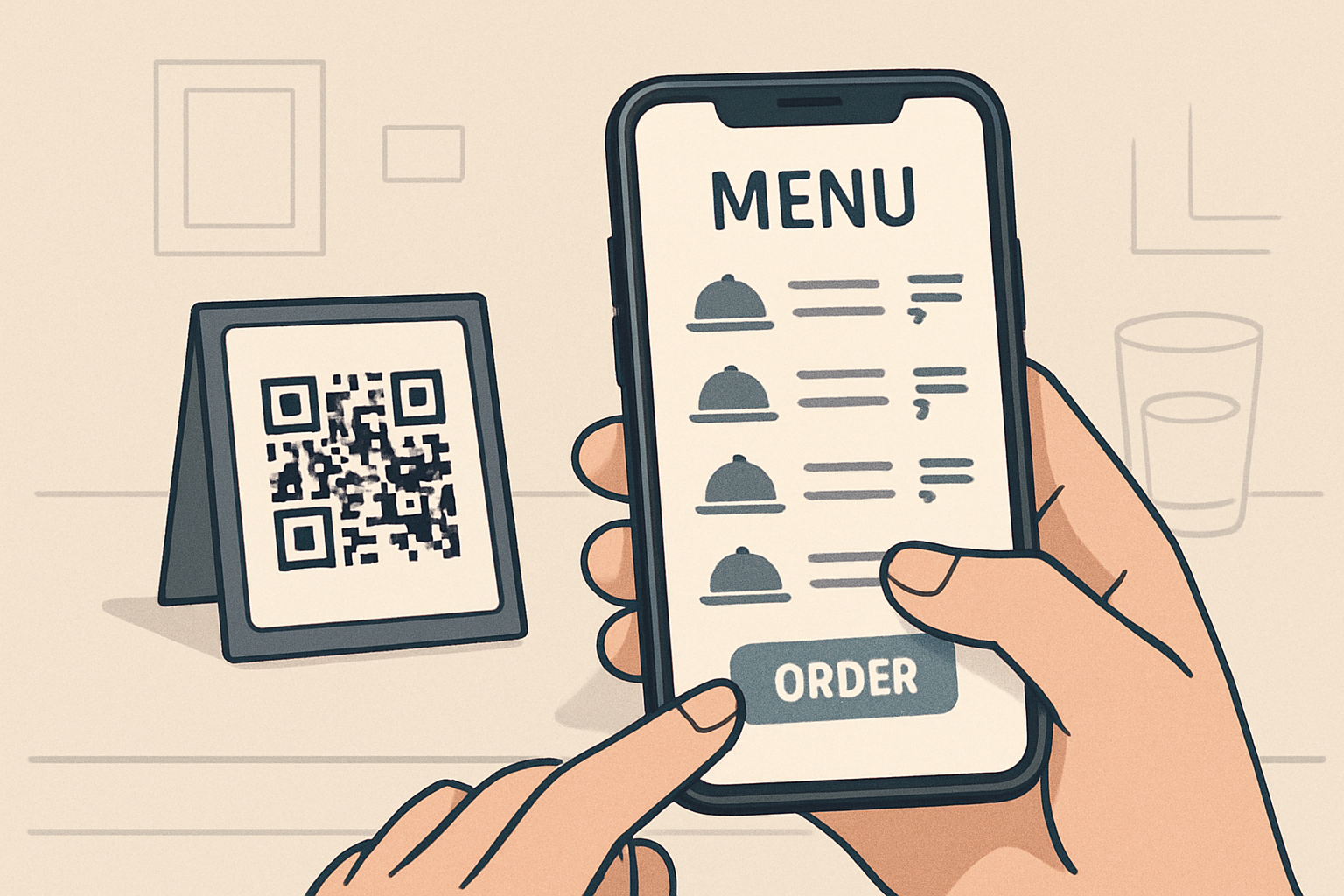 QR kod ile açılan dijital menü ve sipariş ekranı