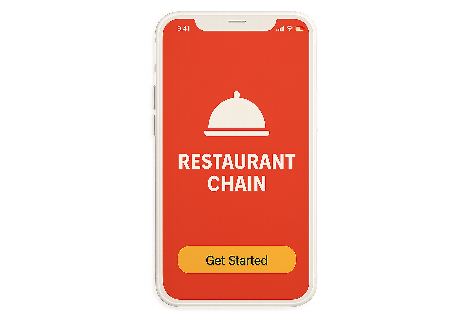 Restoran zinciri için markalı mobil uygulama ekranı